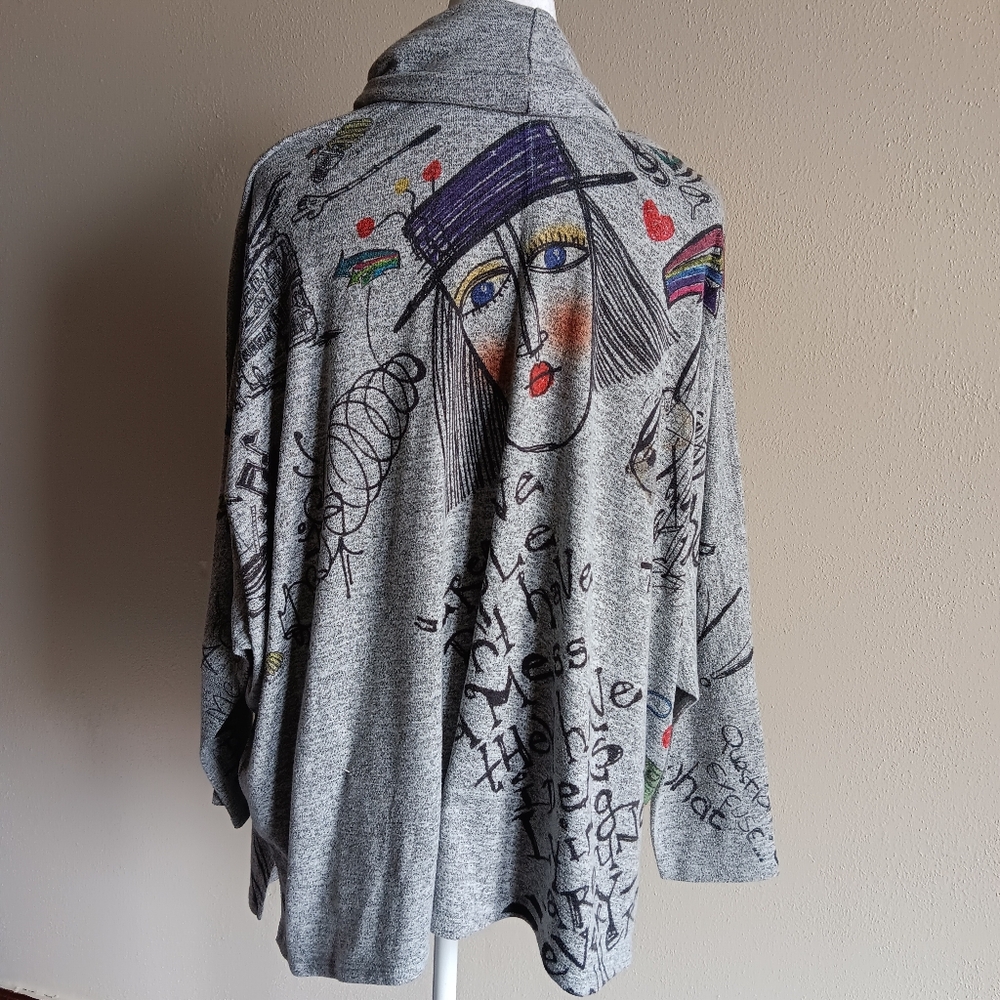 Artsy Creative Inoah Graphic Graffiti Turtleneck Illustrated Sweatshirt Small - Picture 5 of 14